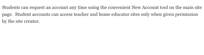 How do students request accounts on the Toolbox?